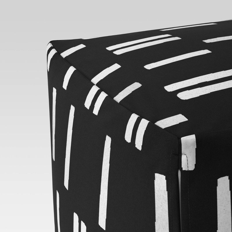 Spaced Stripe Decorative Pouf DuraSeason Fabric™ Black/White - Project 62™
