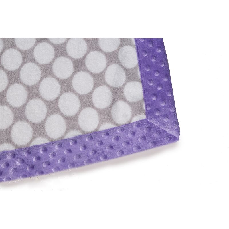 Bacati - Grey Dots with Solid Border Blanket (Grey Dots/Lilac Border)