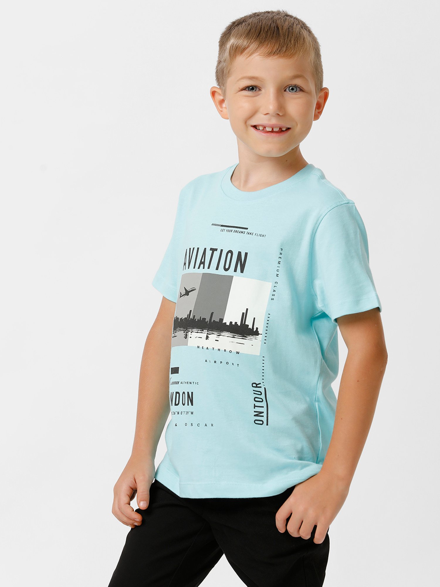 Kate & Oscar Kids Turquoise Printed T-Shirt
