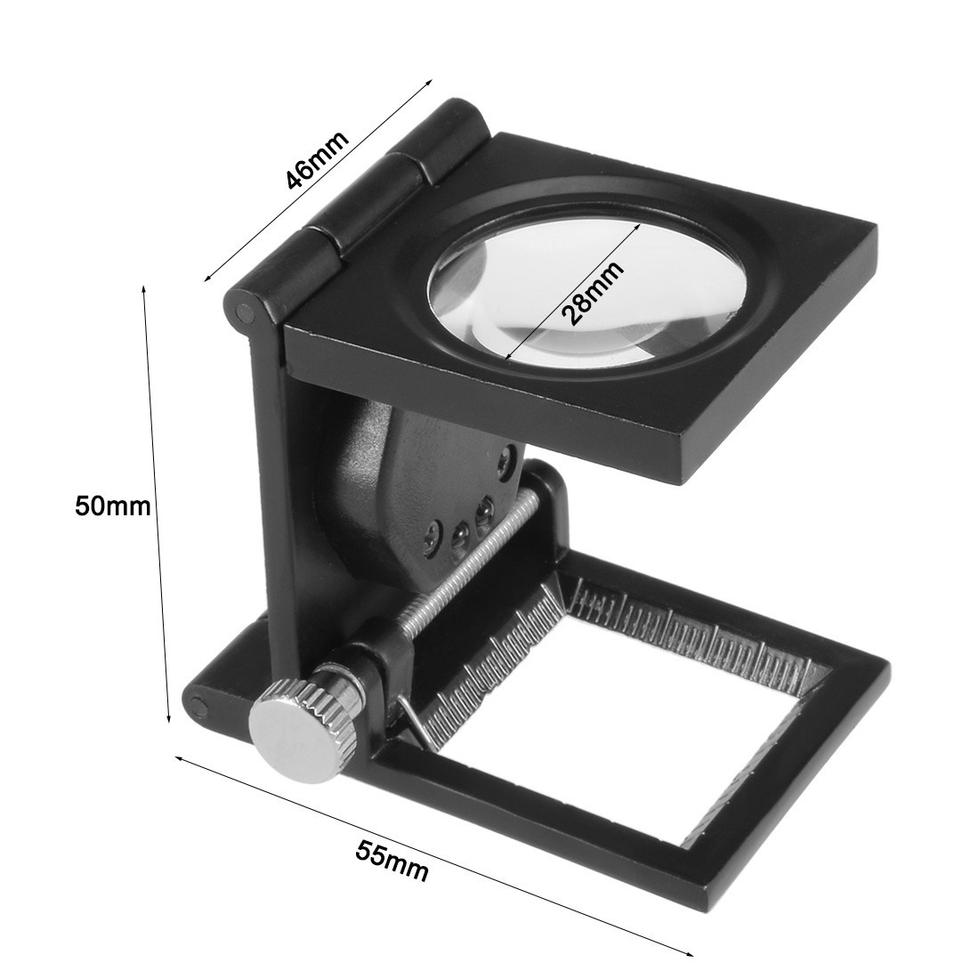 Global Bargains 10X 28mm Mini Three-Folding 10X Magnifier Zinc Alloy Magnifier Magnifying Glass with Scale for Textile Optical Jewelry Tool