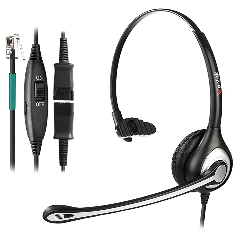 Corded Office Telephone Headset RJ9 with Noise Cancelling Mic and Quick Disconnect for Polycom VVX310 VVX311 VVX410 VVX411 Shoretel 230 480 Avaya 1408 1416 5410 Mitel 5220 5330e Phones600QS3
