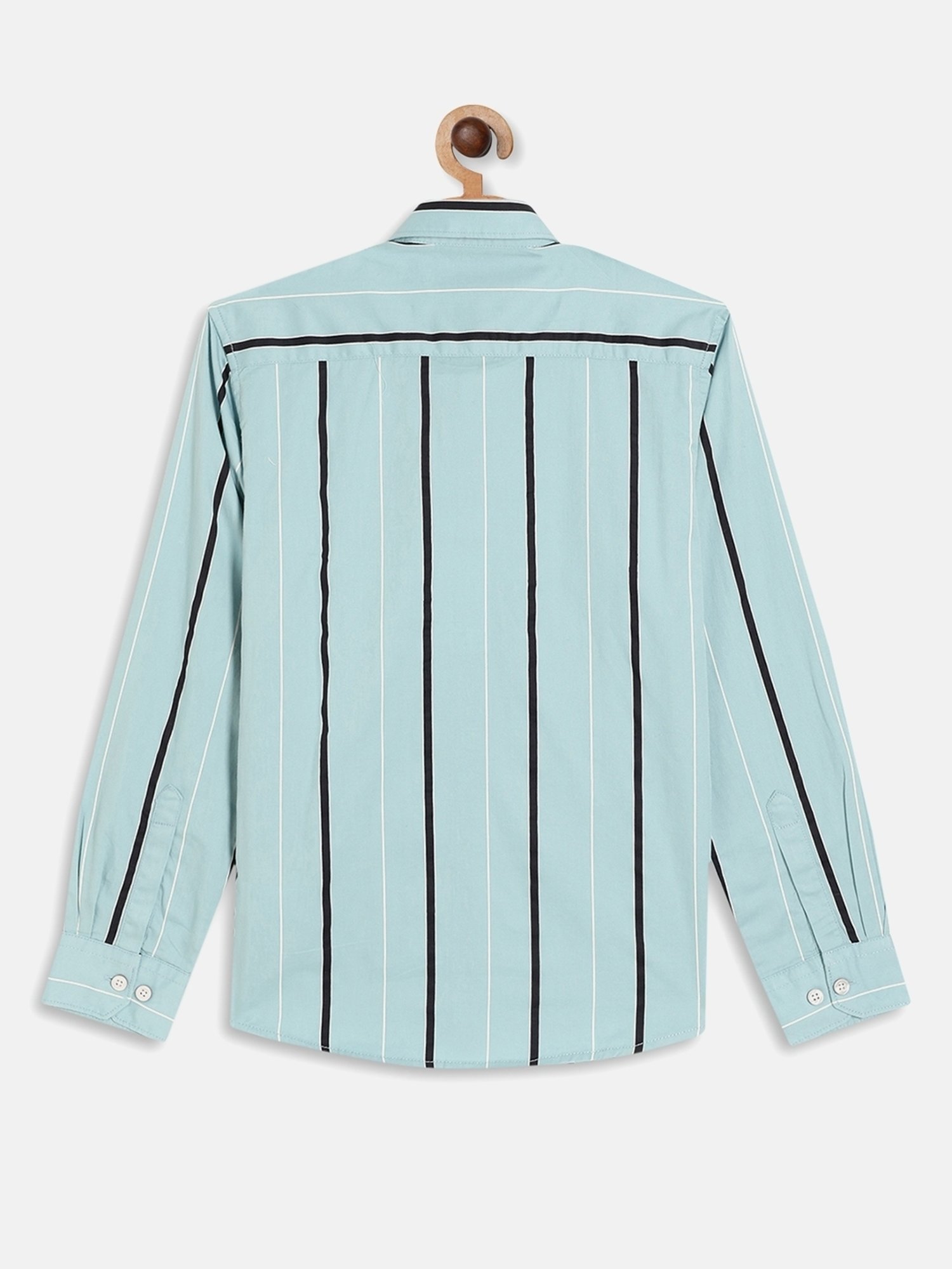 Octave Kids Teal Blue & Black Cotton Striped Full Sleeves Shirt