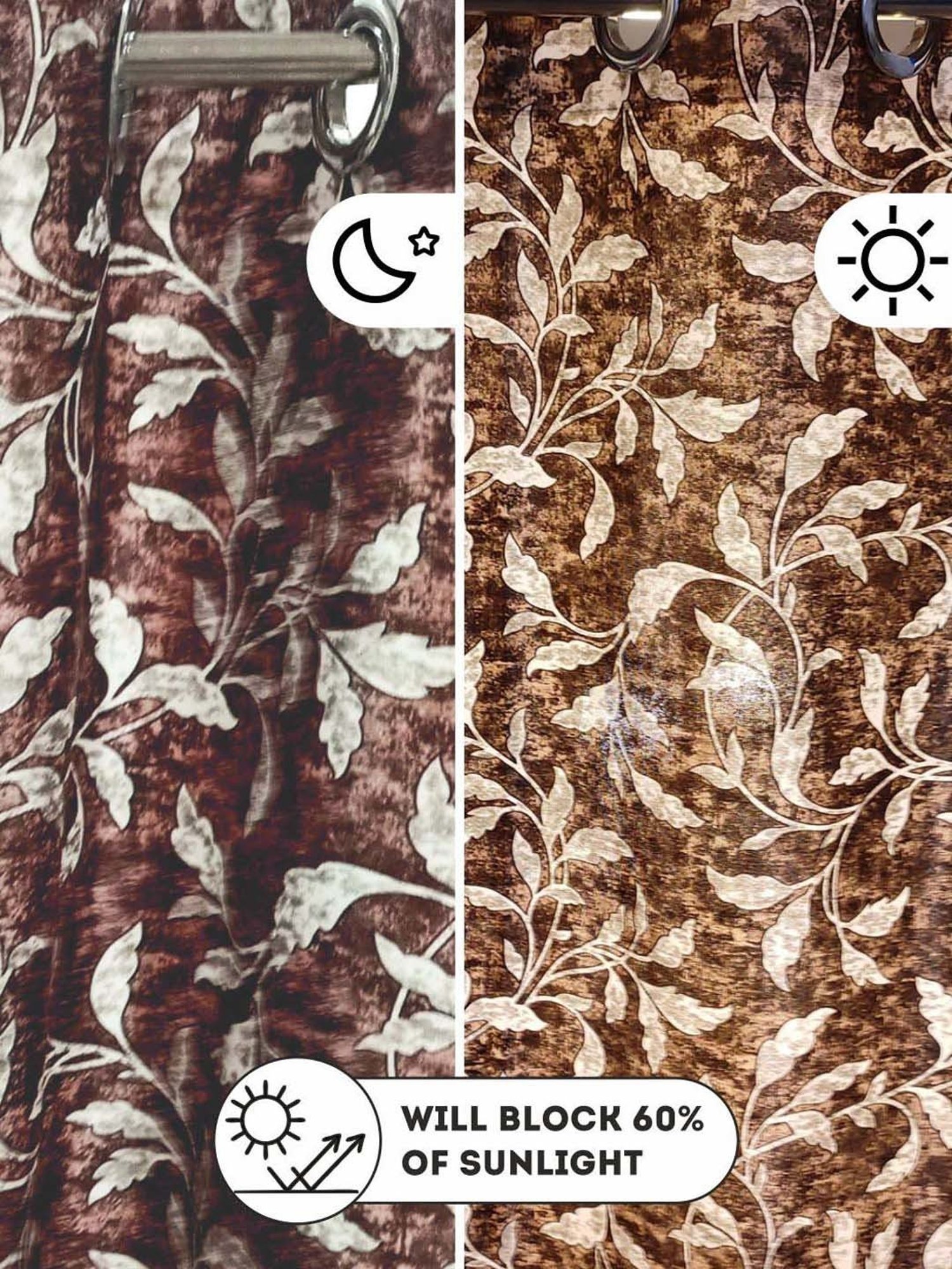 Bianca VILLA C`ESTA Brown Faux Silk 7 Ft. Door Curtain - Set of 2