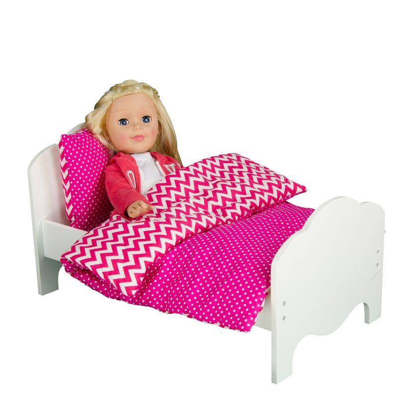 Olivia's Little World - Little Princess 18" Doll Furniture - Single Bed & Bedding Set - Modern Chevron