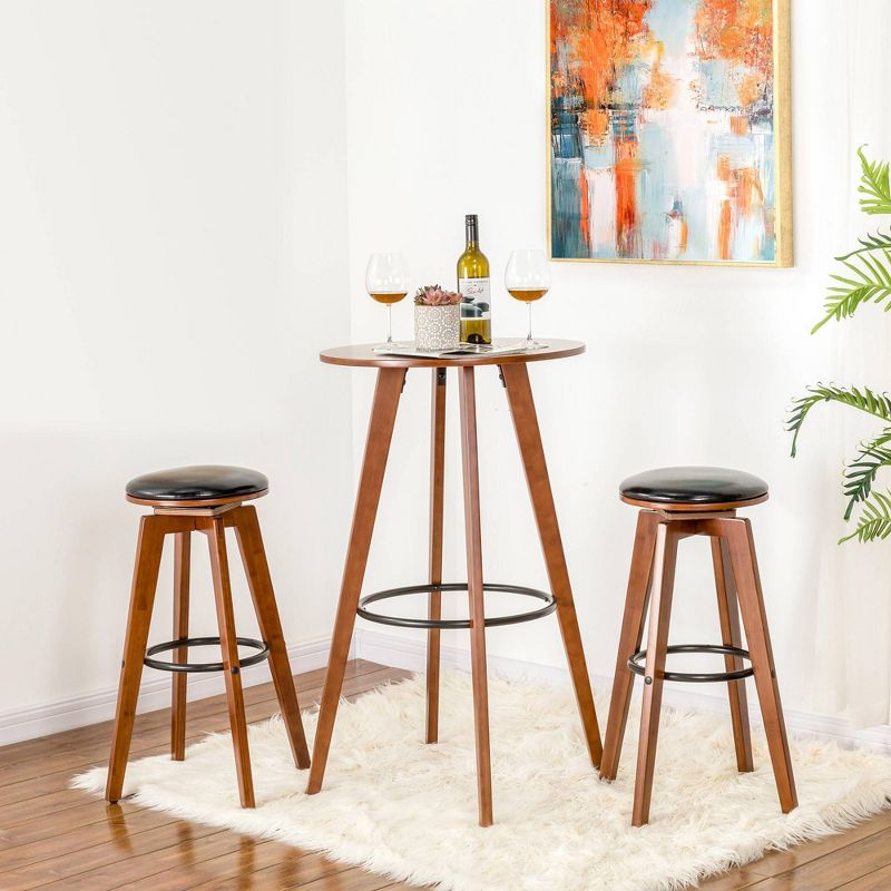 Bamboo Round Bar Table Brown - Glitzhome