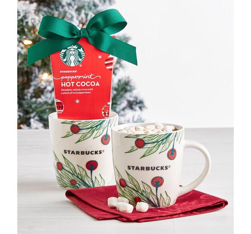Starbucks Cup 'O Cheer Holiday Hot Chocolate Cocoa Gift Set, Includes Ceramic Mug and Peppermint Cocoa