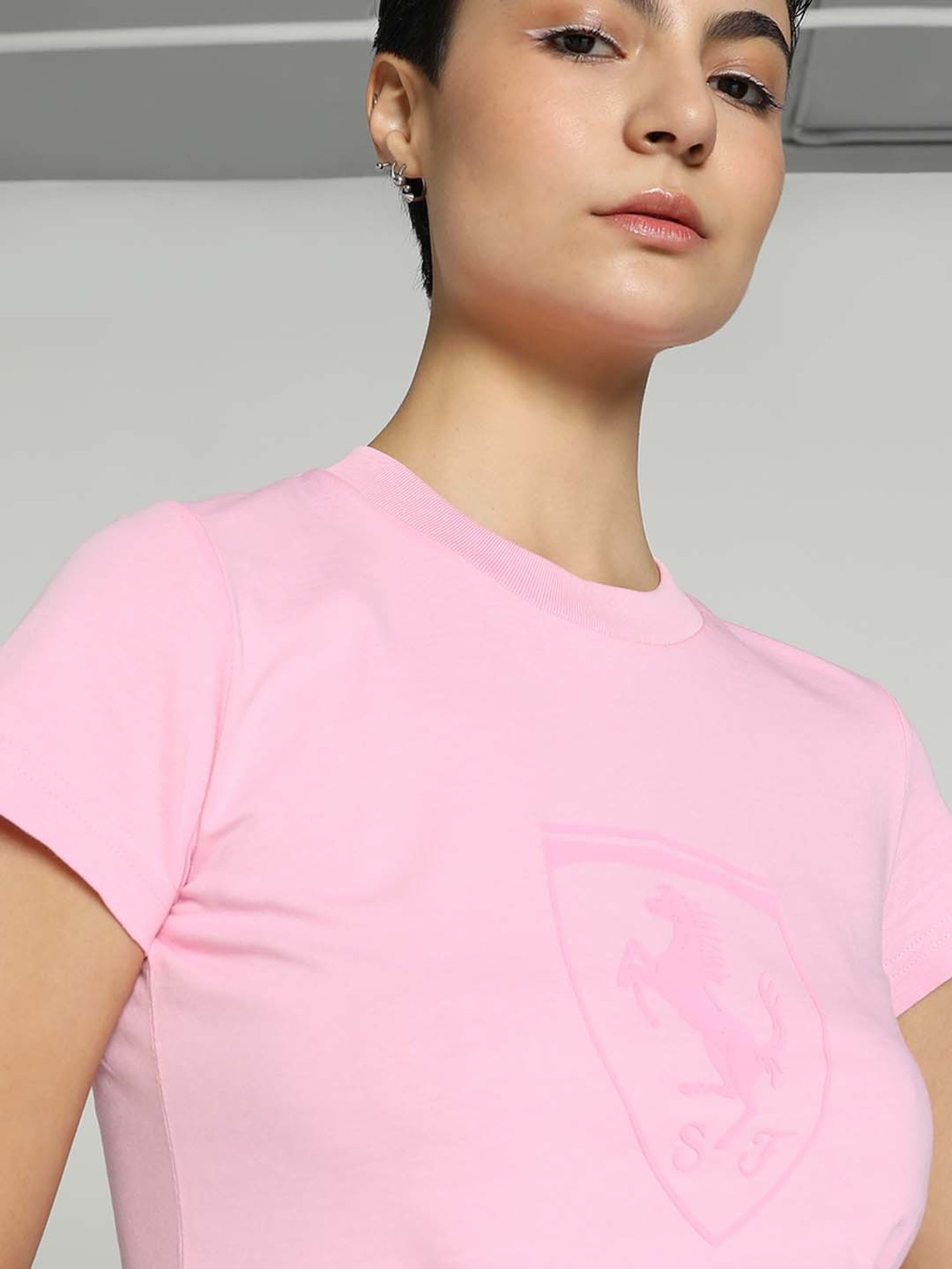 Puma Pink Cotton Graphic Print T-Shirt