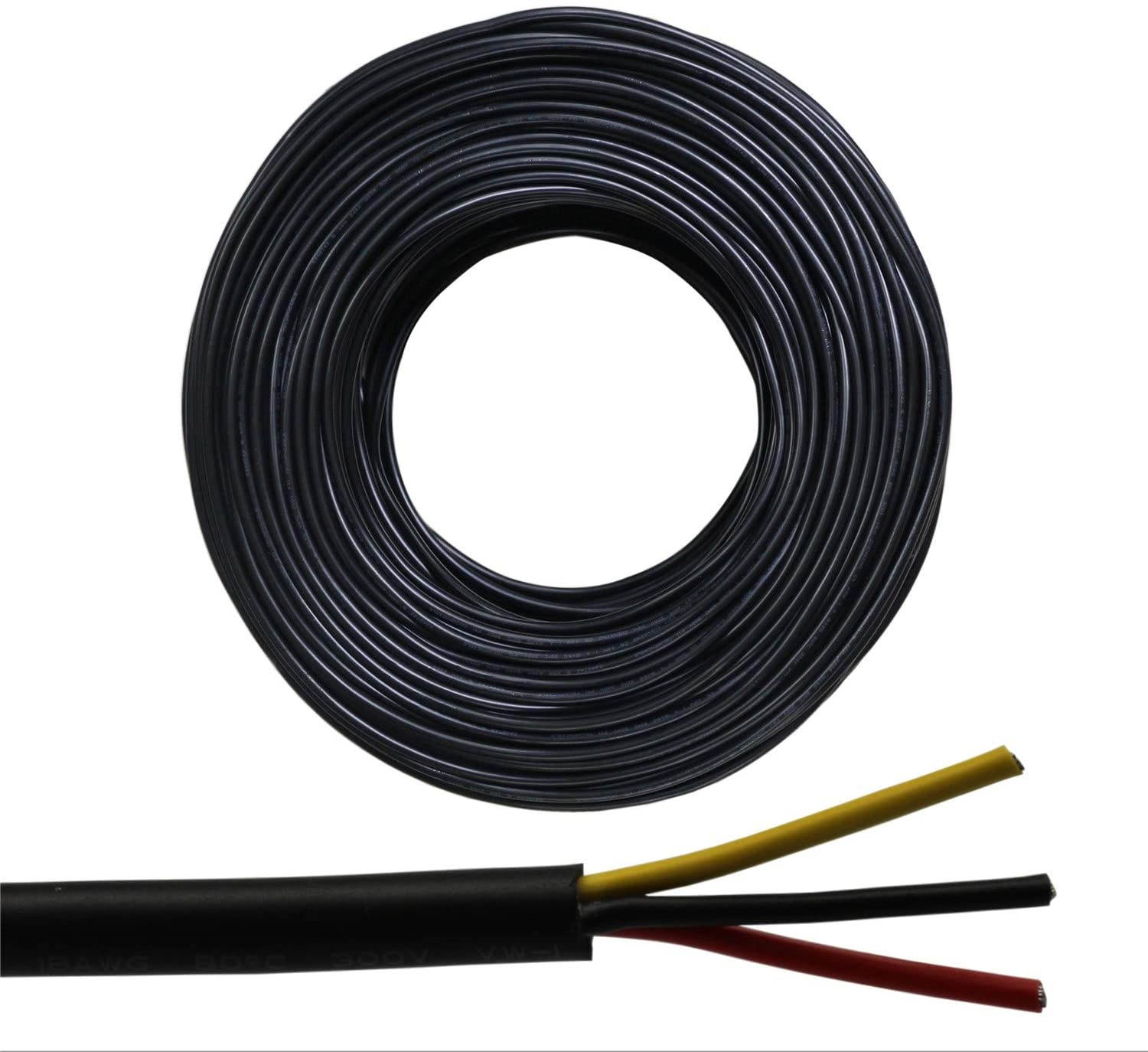 20 gauge 3 conductor wire Audio Power Cable Speaker Wire (Red & Black & yellow) 25ft