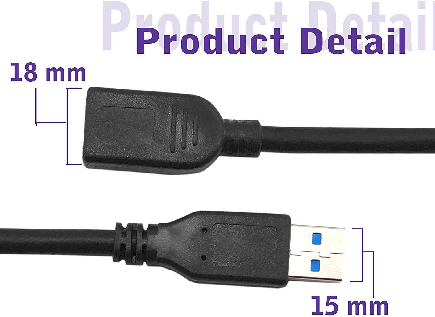 SaiTech IT 2 Pack Short Length 1 Feet USB 3.0 Extension Cable, USB 3.0 A Male to Female Extender Cable
