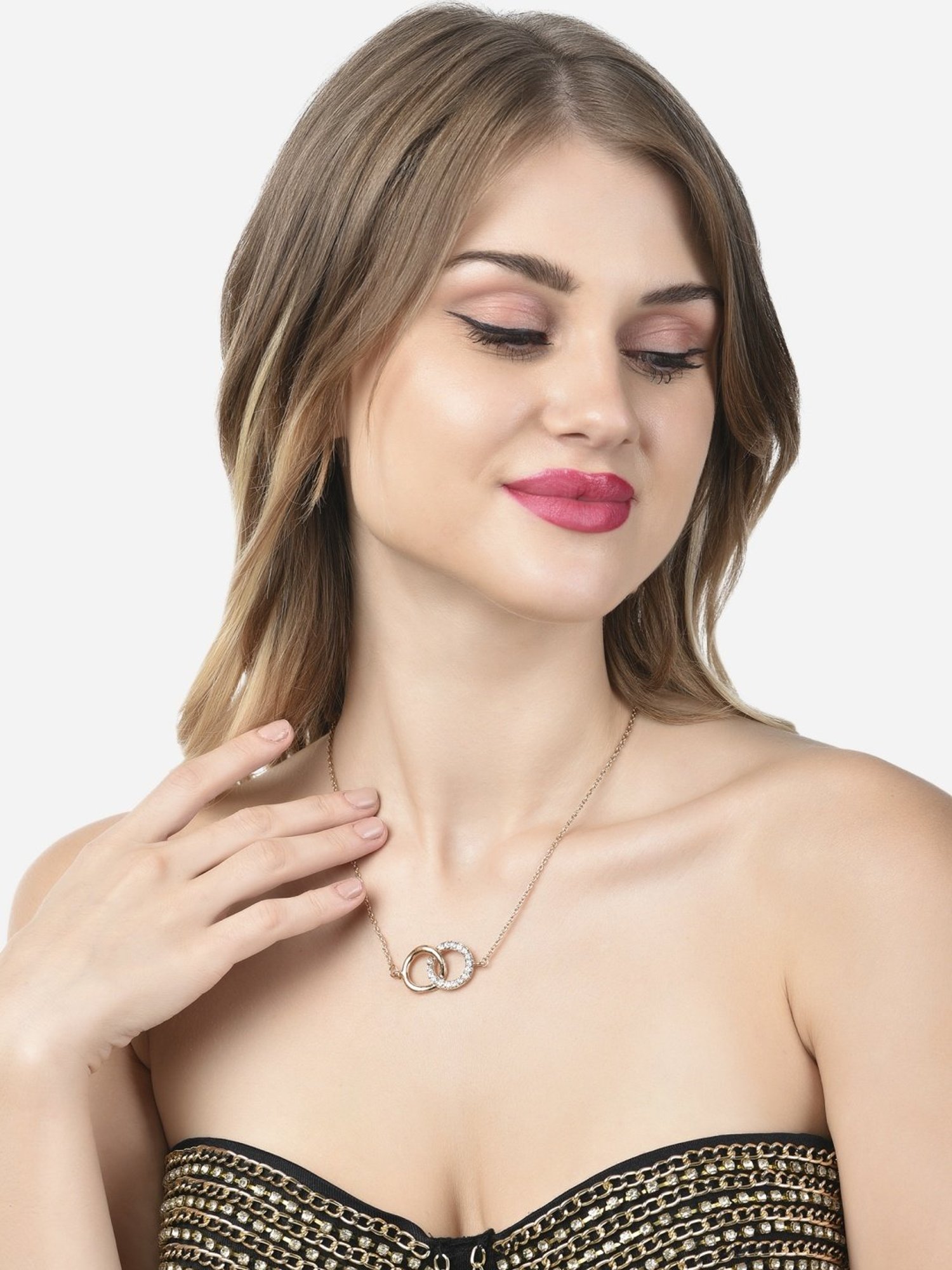 Zaveri Pearls Set of 3 Gold Tone Contemporary Chains -ZPFK15113