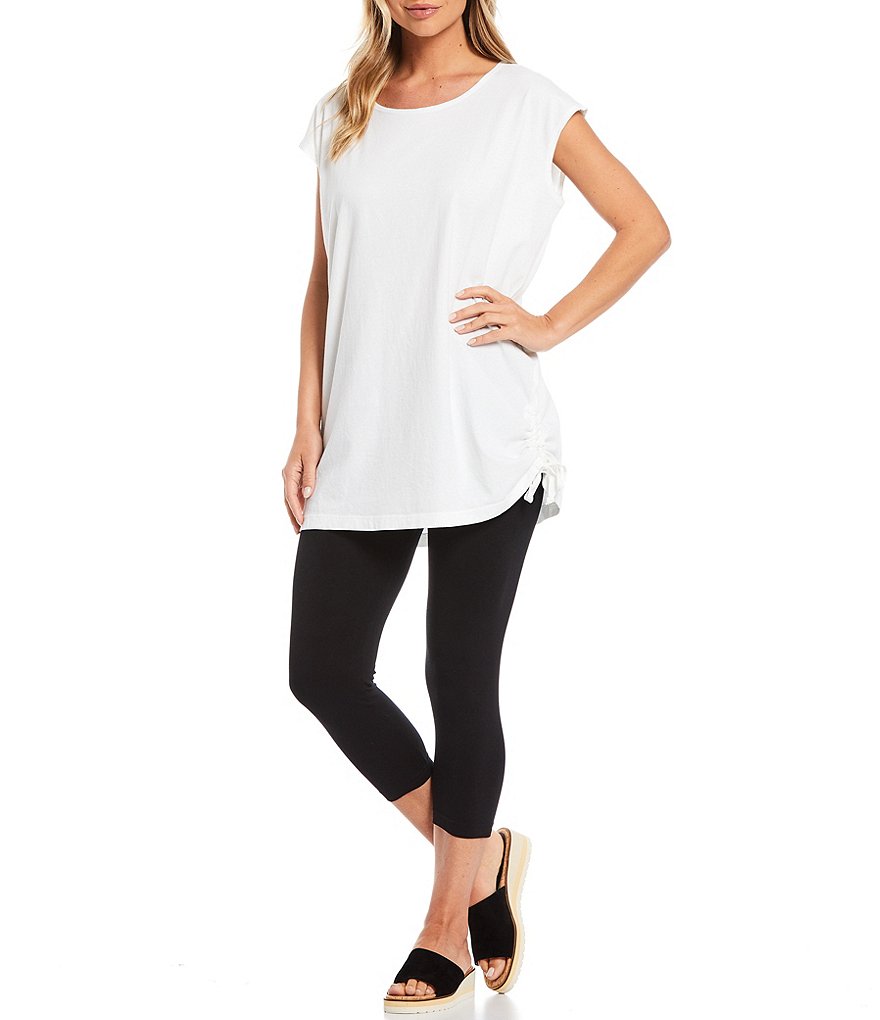 Bryn Walker Quinn Combed Cotton Cap Sleeve Side Ruched Tunic