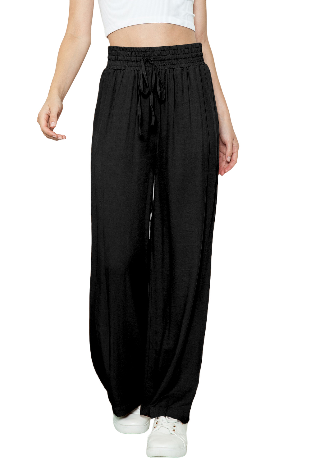Karen Kane Cropped Wide Leg Linen Blend Striped Pants
