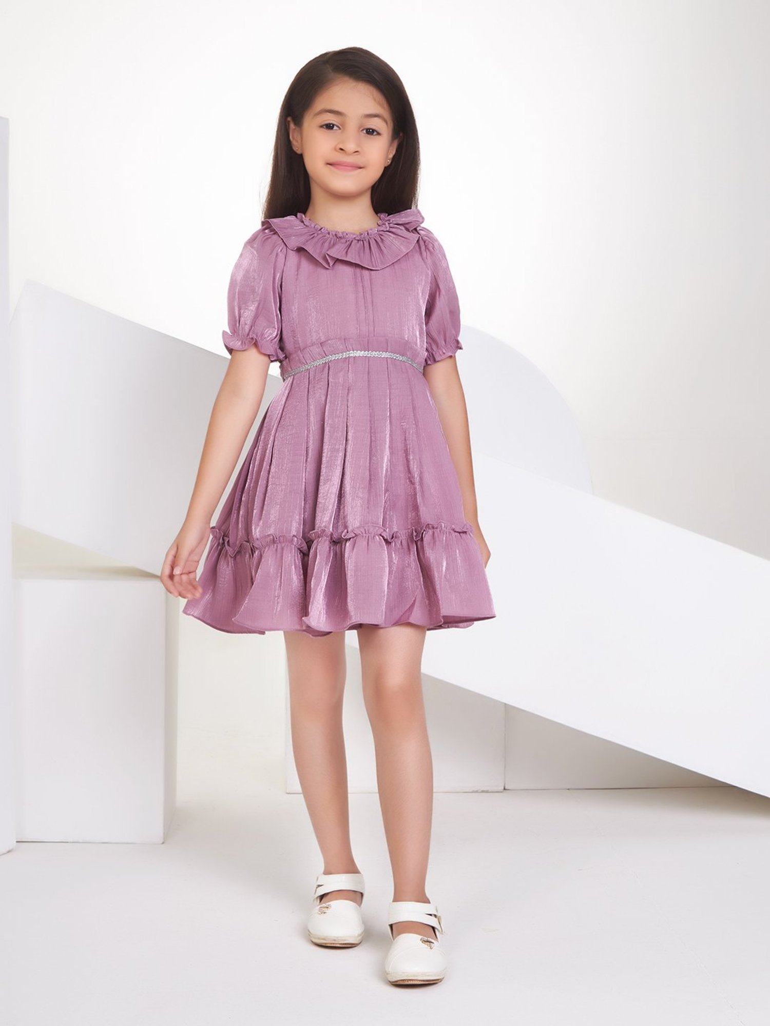 Peppermint Kids Mauve Textured Dress
