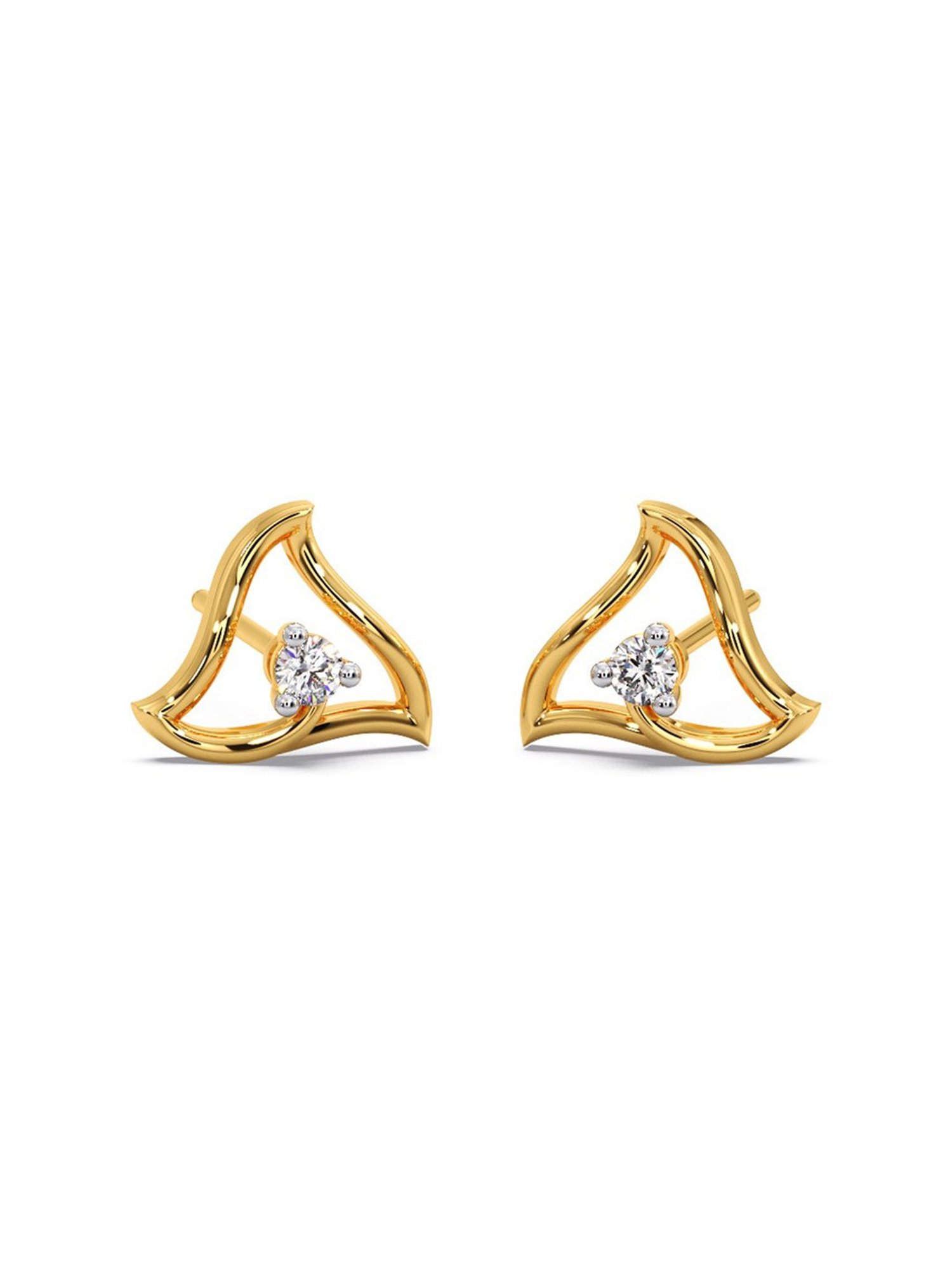 Candere by Kalyan Jewellers Stylish 18K Yellow Gold and Diamond Stud Earrings