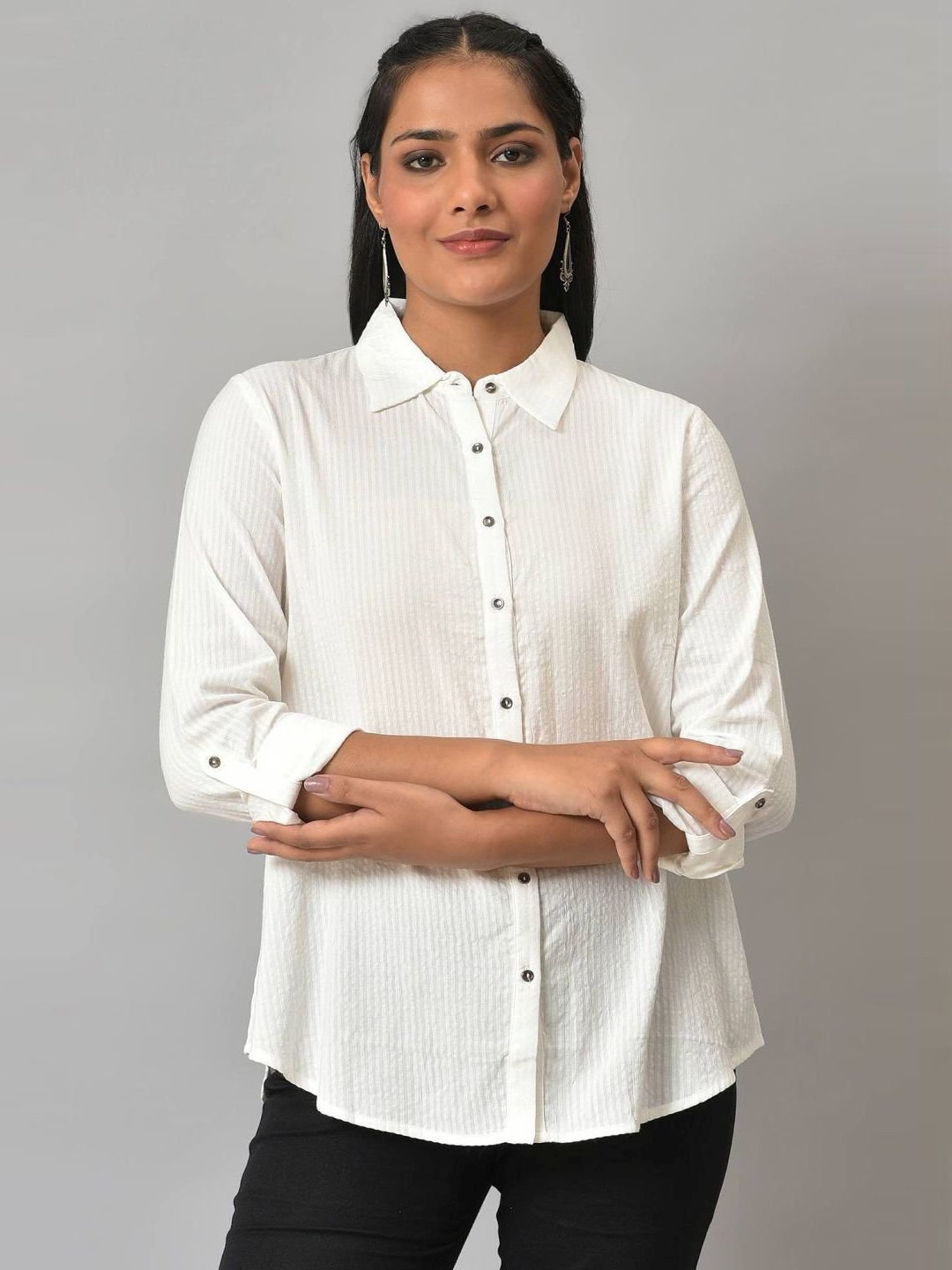 W White Cotton Regular Fit Shirt
