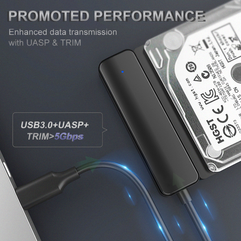 Hannord Upgraded SATA to USB C Cable, USB 3.1 Type C SATAIII Hard Drive Adapter Cable for 2.5 Inch SSD & HDD Support UASP, 24 Inch Long