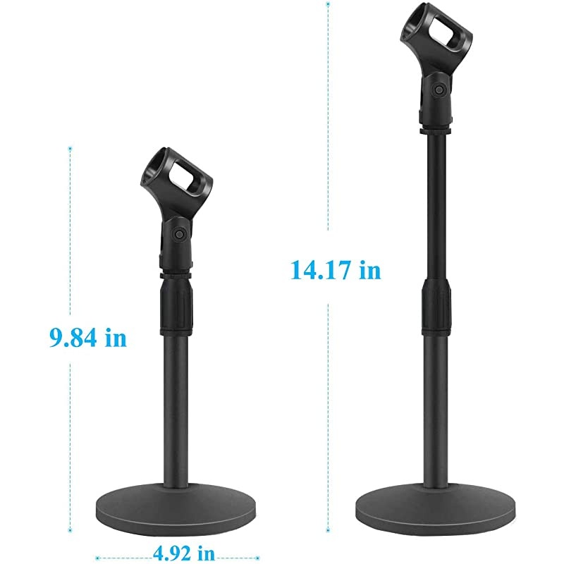 Microphone Stand, Heavy Duty Table Desk Microphone Stand with Non-Slip Metal Base, Adjustable Tabletop Mic Stand for Blue Yeti Snowball Spark & Other Microphone