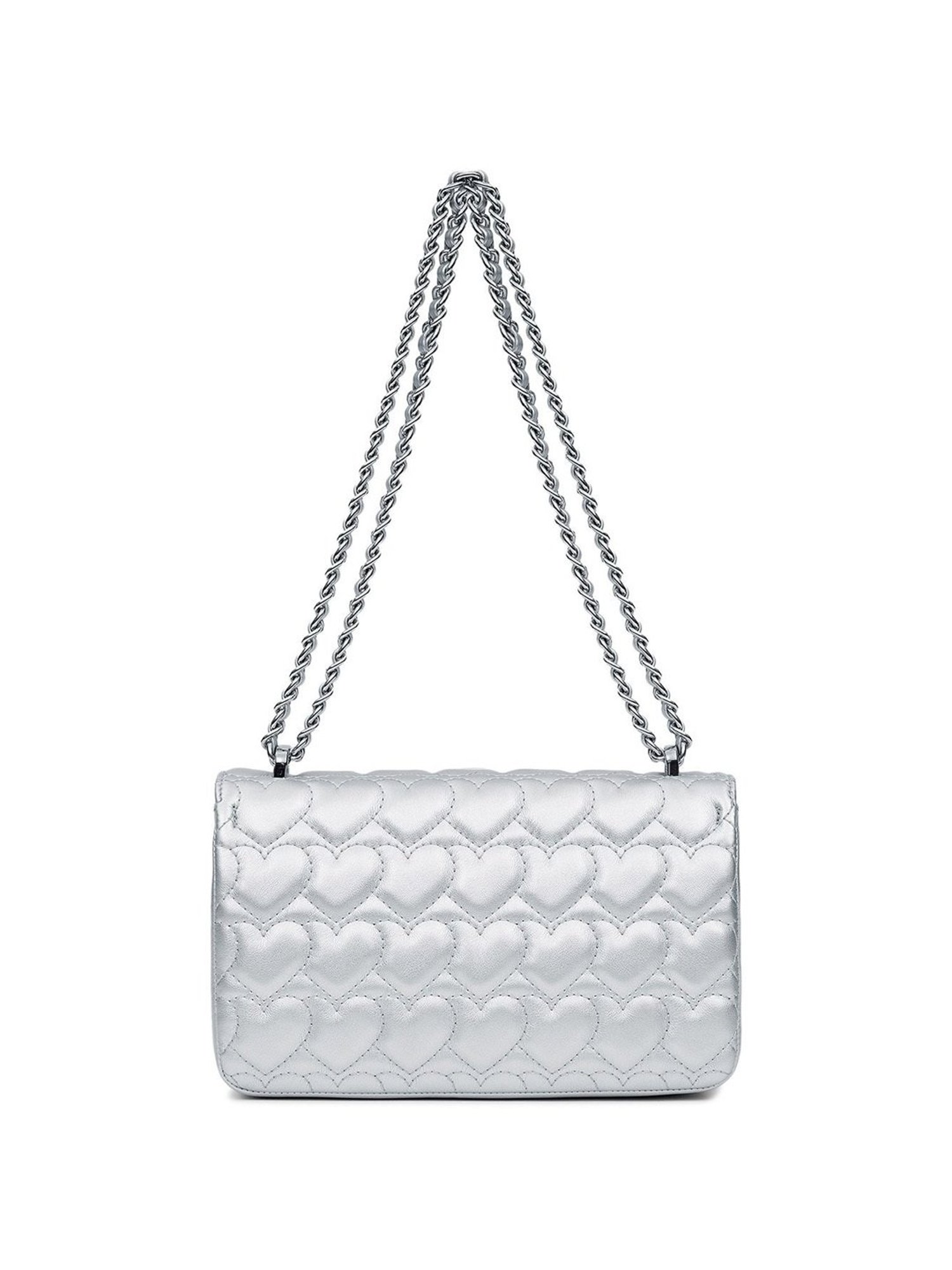 Miraggio Desire Silver Faux Leather Quilted Sling Handbag
