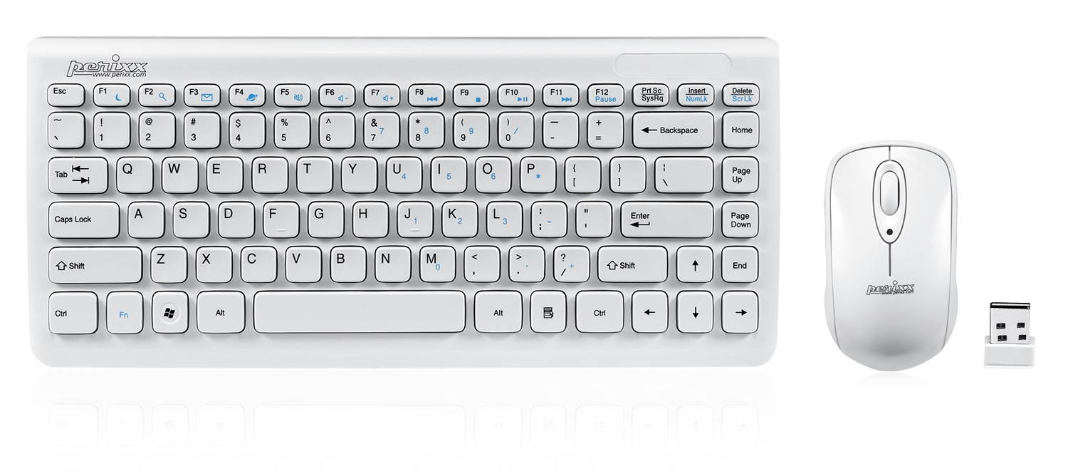 Perixx PERIDUO-712 Wireless Mini Keyboard and Mouse Set, Portable Compact Size 13 Multimedia Hot Keys Keyboard and 1000 DPI Optical Mouse Combo, Black, US Layout
