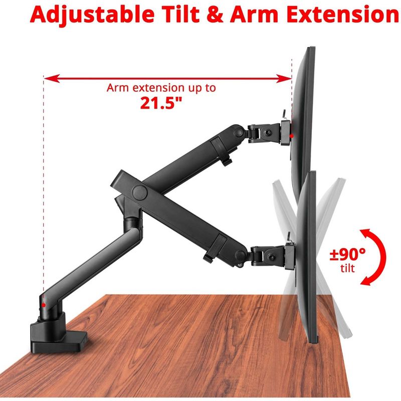SIIG Mounting Arm for Monitor - Black - 2 Display(s) Supported32" Screen Support - 35.20 lb Load Capacity