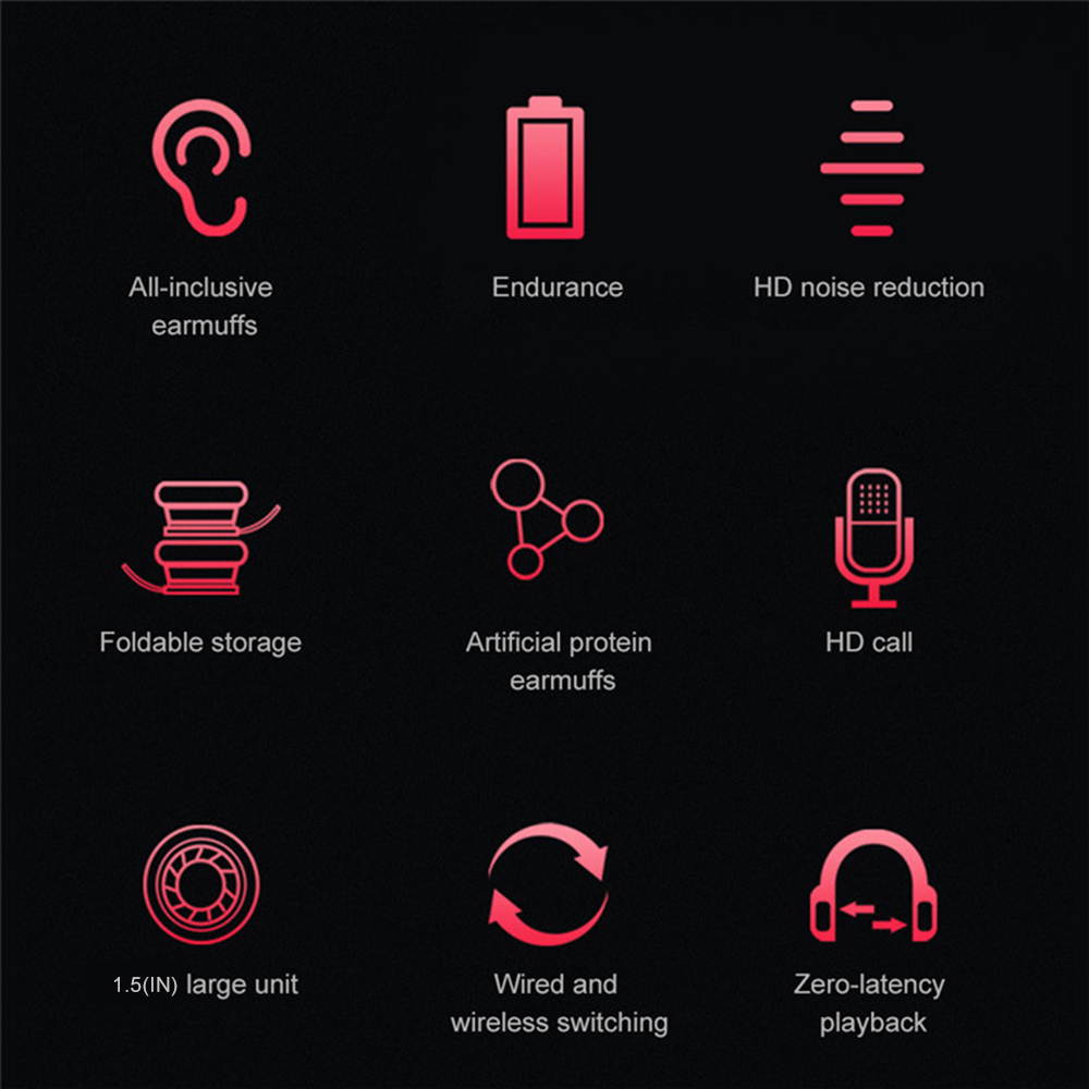 T5 Headset Wireless Headset HD Microphone Sports Headphones Foldable Headset Bluetooth V5.0 Music Headphone ,Black