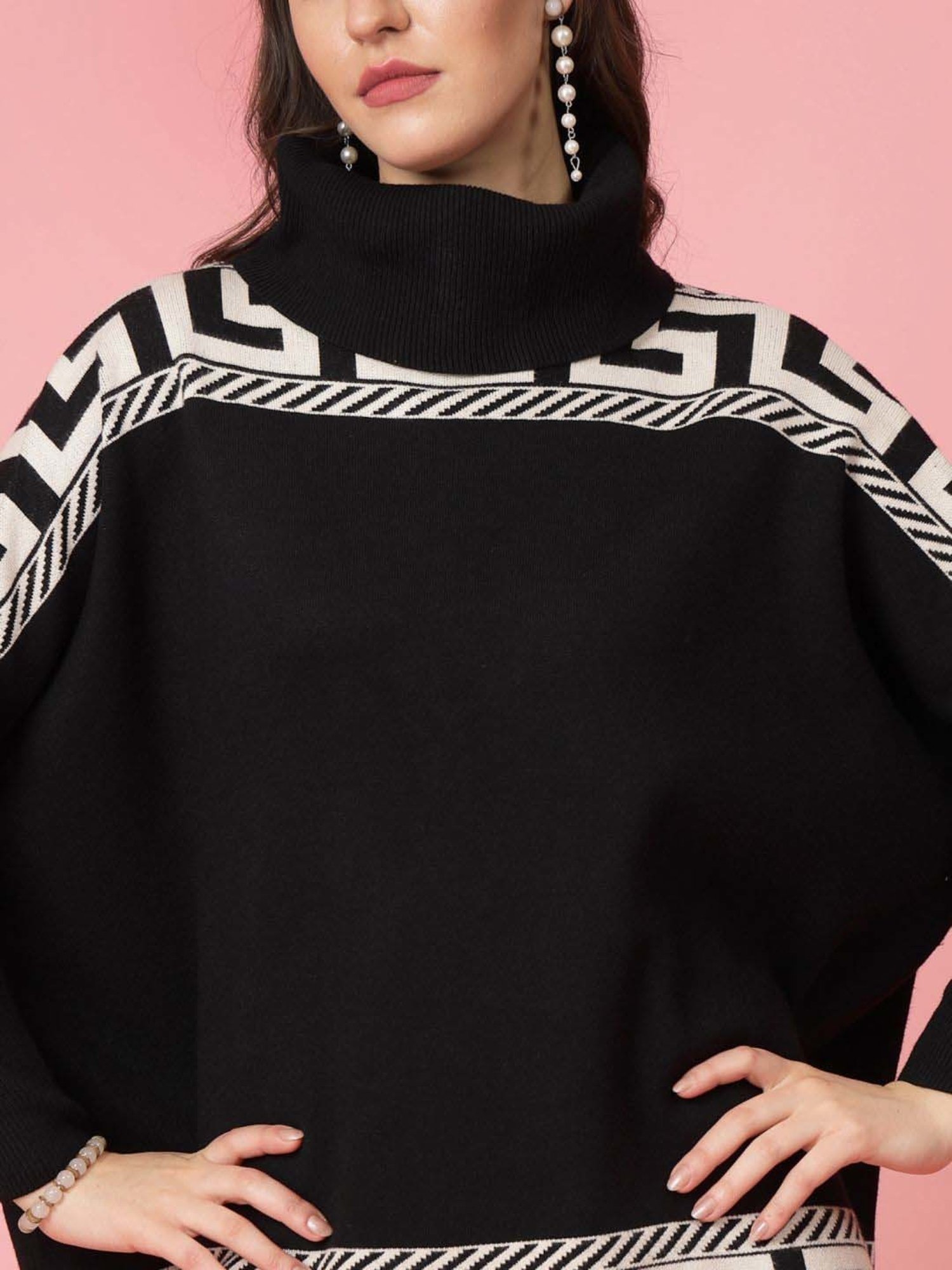 Mafadeny Black Printed Top Pants Set