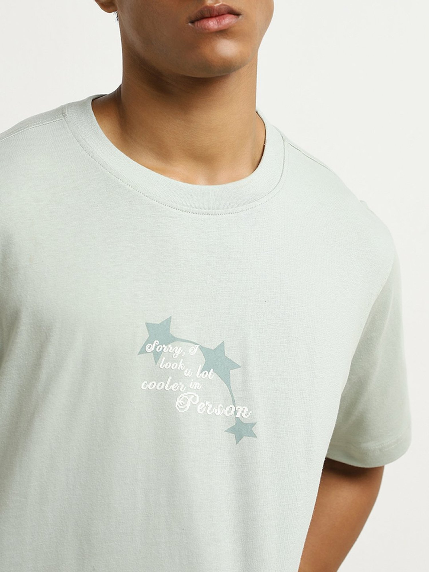 Nuon by Westside Sage Text Design Relaxed-Fit Cotton T-Shirt