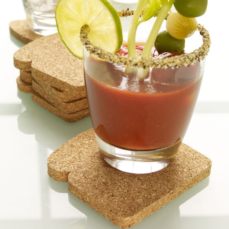 Design Ideas Toast Shaped Coasters - 8 Cork Drink Coasters - Cork, 4" x 4" x 0.5"