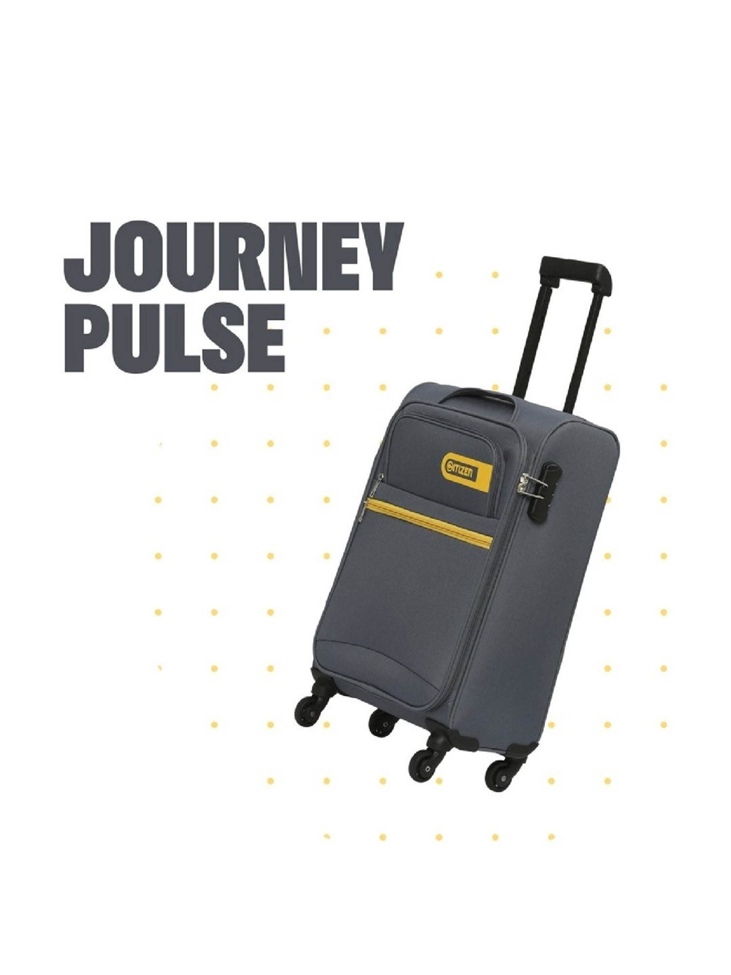 Citizen Journey Pulse Grey Solid Soft Cabin Trolley Bag - 57 Cms