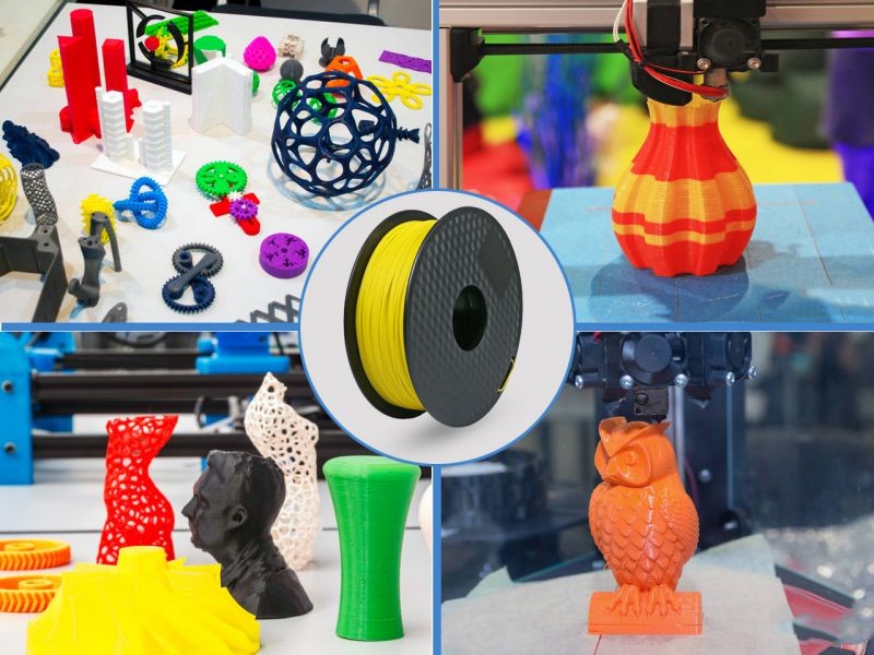 3 Pack PLA 3D Printer Filament 1.75mm, PLA Filament Bundl, Dimensional Accuracy +/- 0.02mm, 1kg Spool(2.2lbs) x 3, Fit Most FDM Printer(black+blue+yellow- 3 Pack)