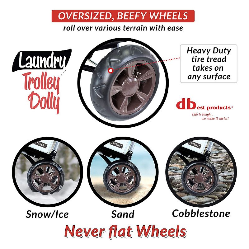 dbest products DBEST-01-563 Laundry Bag Clothes Hamper Basket Wagon Cart Trolley Dolly with Handle, Wheels, and Removable Liner, Brown