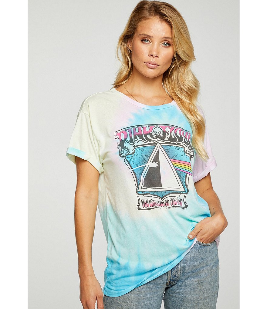 Chaser Woven Rolled Short Sleeve Pink Floyd Graphic Tee