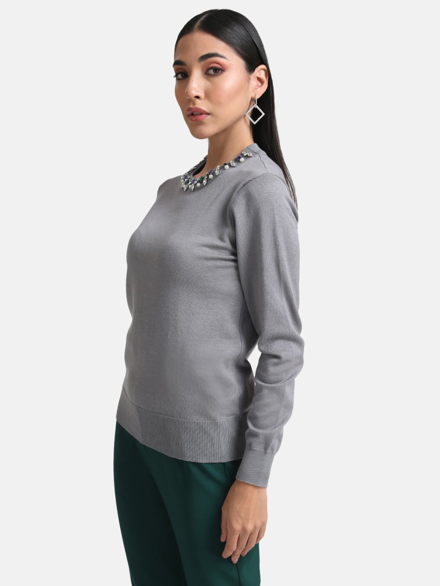 Kazo Embellished Neck Pullover
