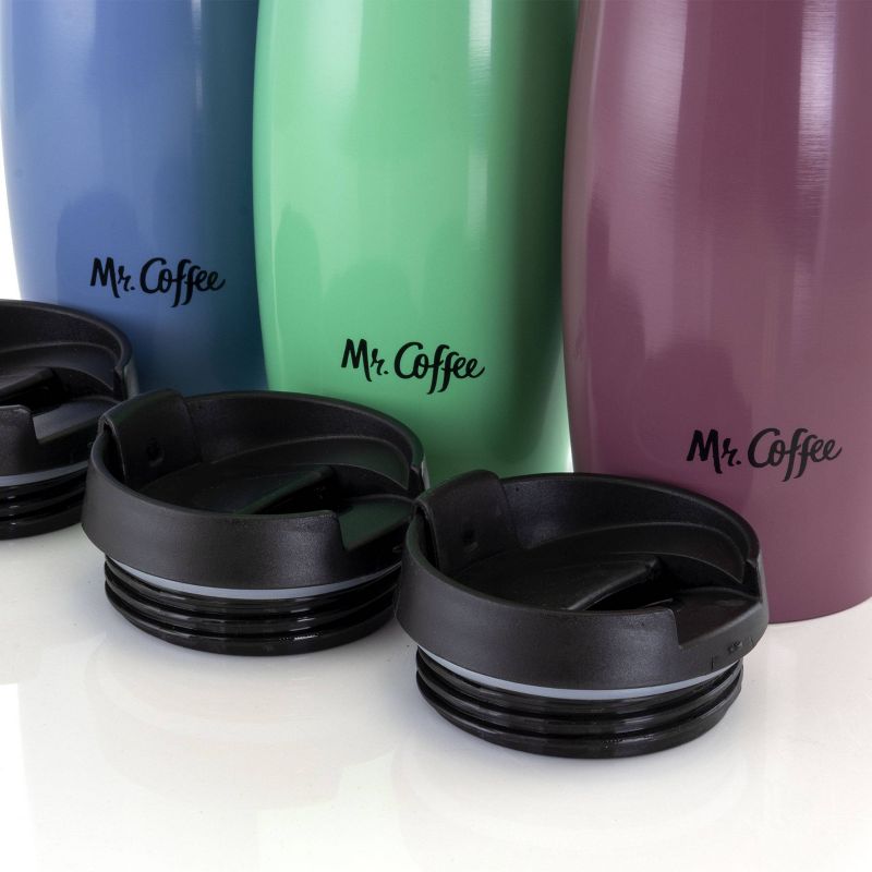 Mr. Coffee 12.5oz 3pk Stainless Steel Insulated Thermal Travel Mugs