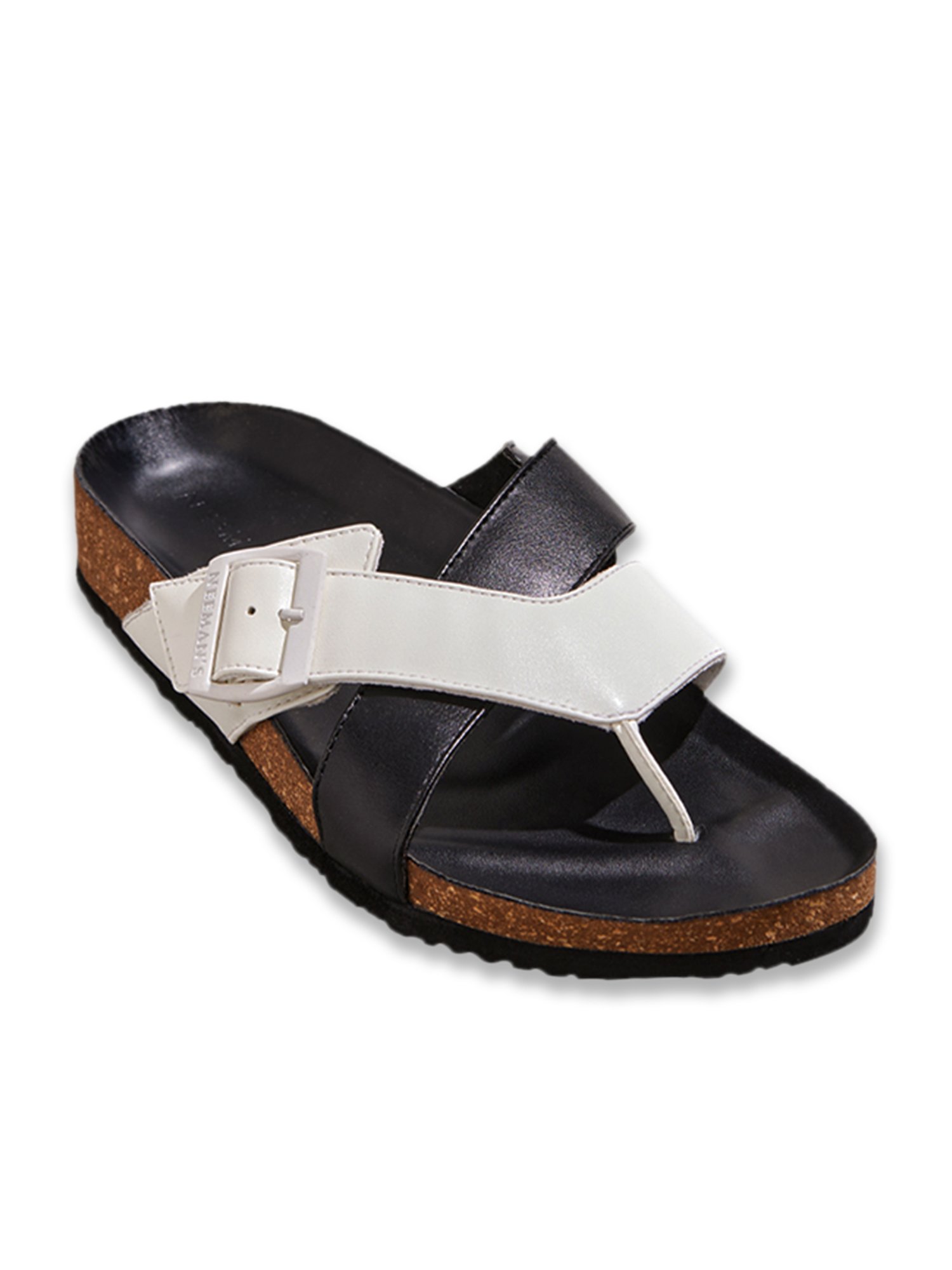 Neemans Men's Cork Black & White Thong Sandals