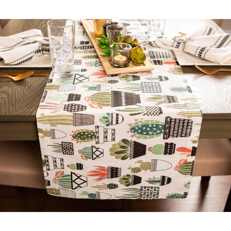 72" x 14" Cotton Urban Oasis Cactus Kitchen Table Runner - Design Imports