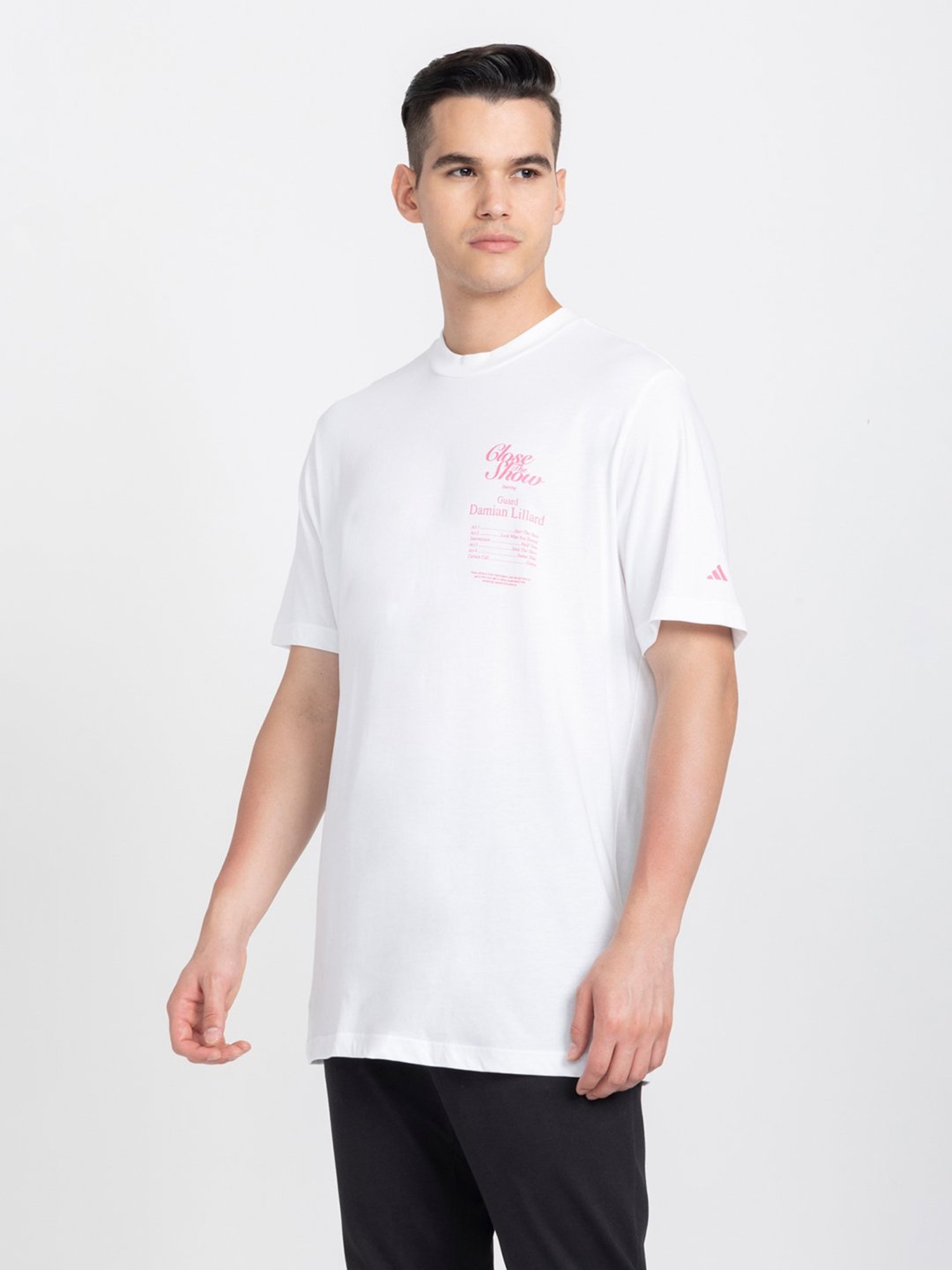 adidas DAME 9 White Regular Fit Cotton Crew T-Shirt