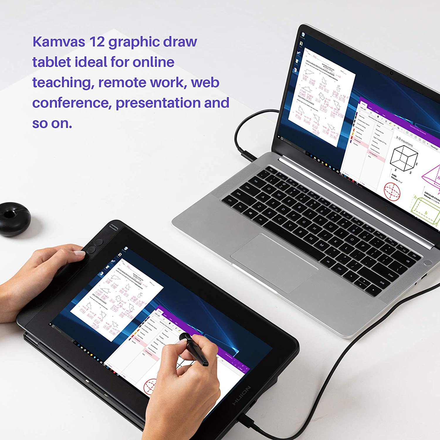 2021 HUION KAMVAS 12 Graphics Drawing Tablet with Full-Laminated Screen Android Support 11.6IN Pen Display Graphic Monitor with Battery-Free Stylus Tilt 8192 Levels Pressure 8 Express Keys, Black