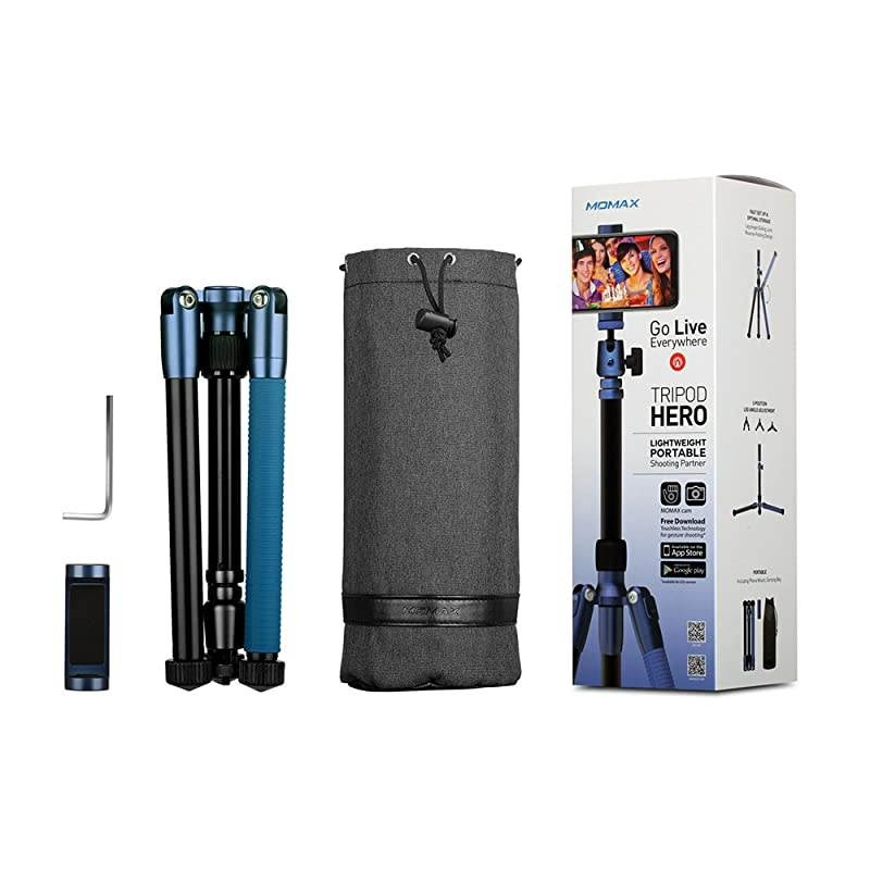 Compatible for Camera Phone Compact Aluminum Tripod,56 Inch 1.87lbs Portable Lightweight Tripod Monopod Stand with Ball Head Phone Grip and Carry Bag for DV Canon Nikon Sony DSLR Cameras (Blue)