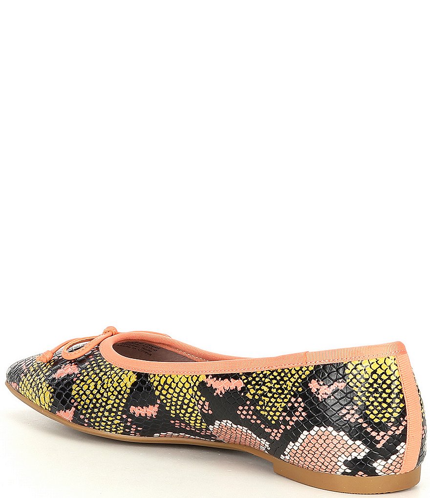 Deltan Quinn Snake Print Square Toe Ballet Flats