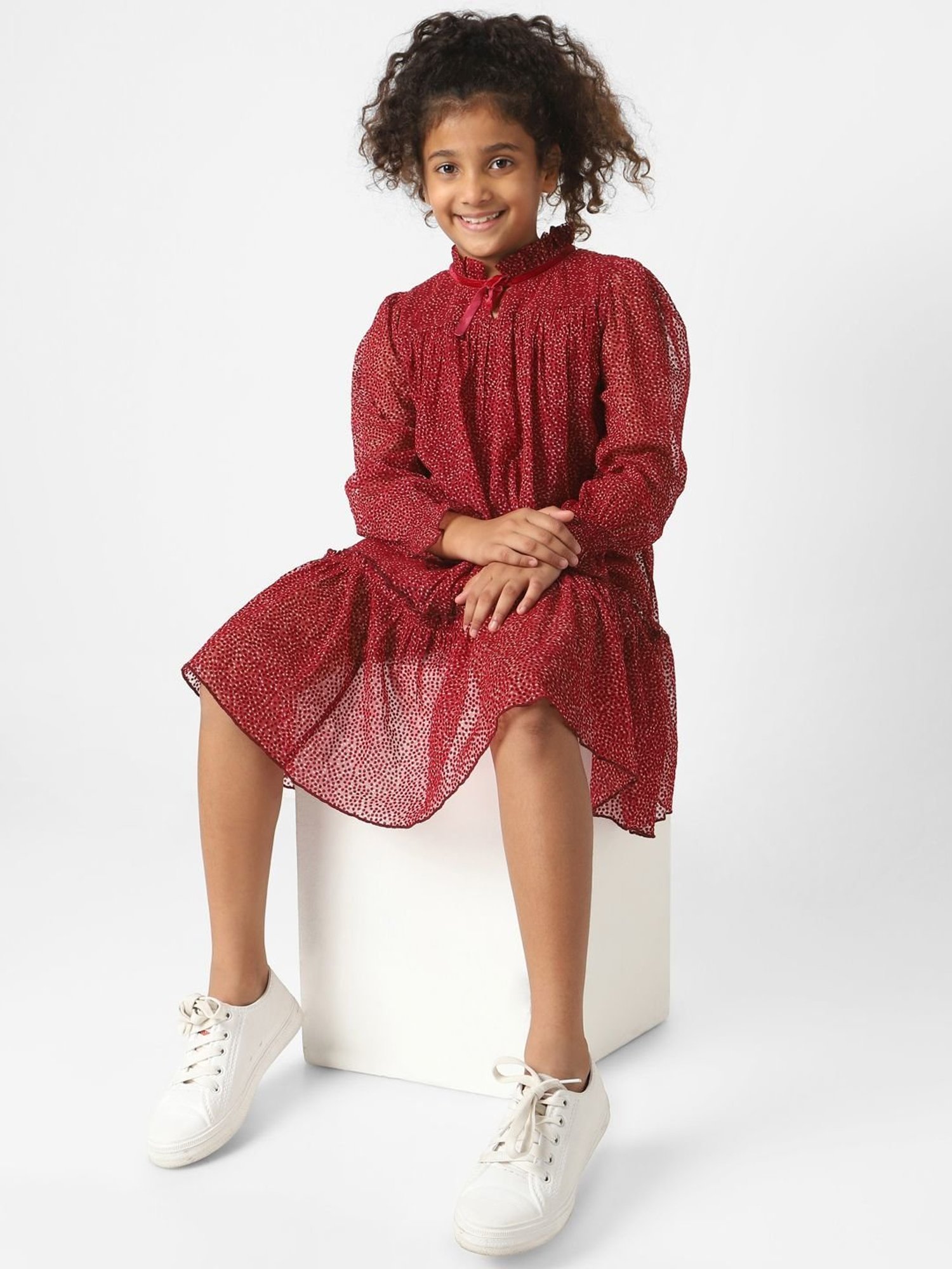 KIDS ONLY Biking Red Printed Full Sleeves Dress