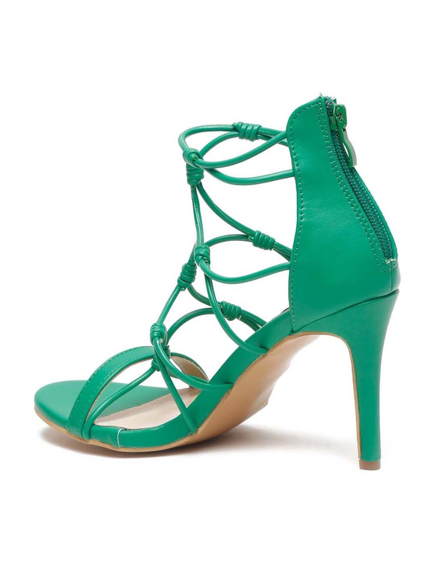 Flat N Heels Women's Green Ankle Strap Stilettos