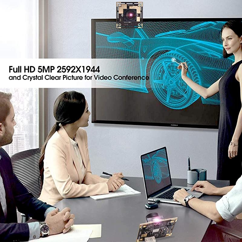 Webam 5 Megapixel USB Camera Module with 100 Degree Lens HD 2592X1944 USB Webcamera with CMOS OV5640 Sensor USB with Camera,Mini Webcam for Windows Mac Andriod Linux,Plug&Play