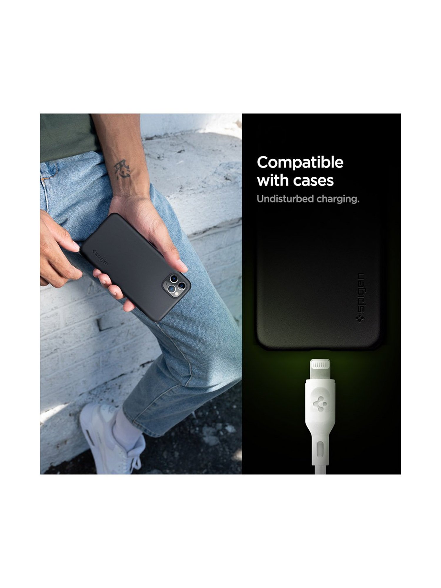 Spigen C10CL Apple MFi Certified USB C to Lightning Charge Sync Cable (0.9M) - White