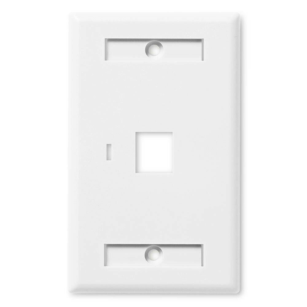 Keystone Jack Wall Plate 1-Port, Single Gang, White, 10-Pack