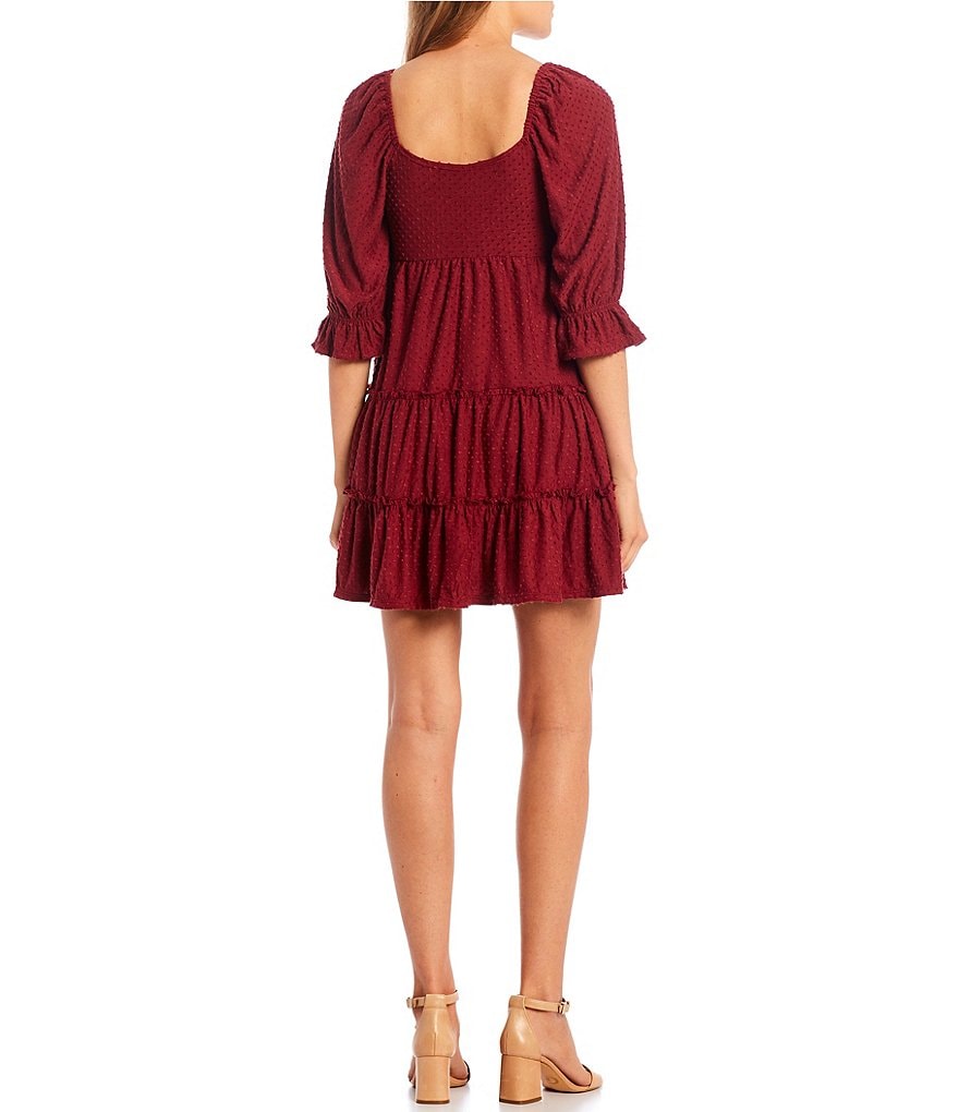 Allison & Kelly 3/4 Puff Sleeve Tier Knit Dress
