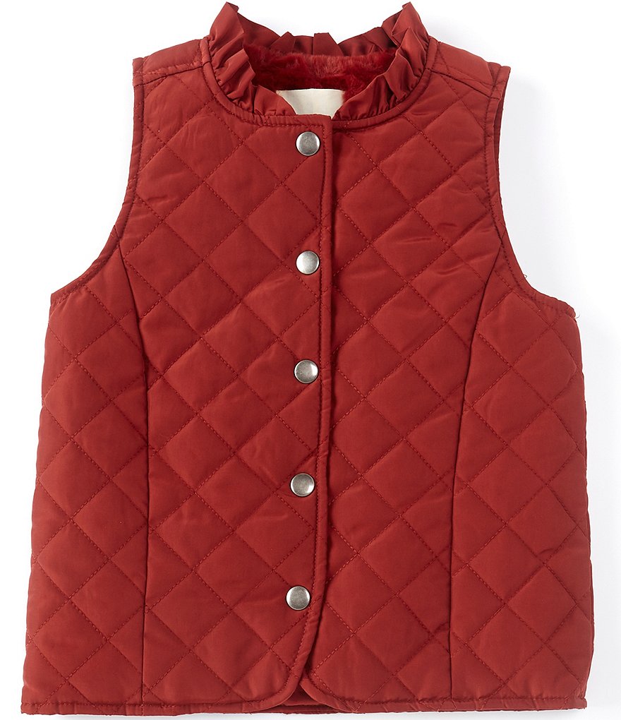 Copper Key Little Girls 2T-6X Ruffle Collar Quilted Vest
