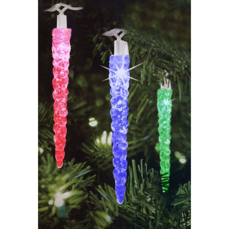 Penn 20ct Battery Operated LED Musical Twinkling Icicle Christmas Lights Multi-Color - 15' Clear Wire