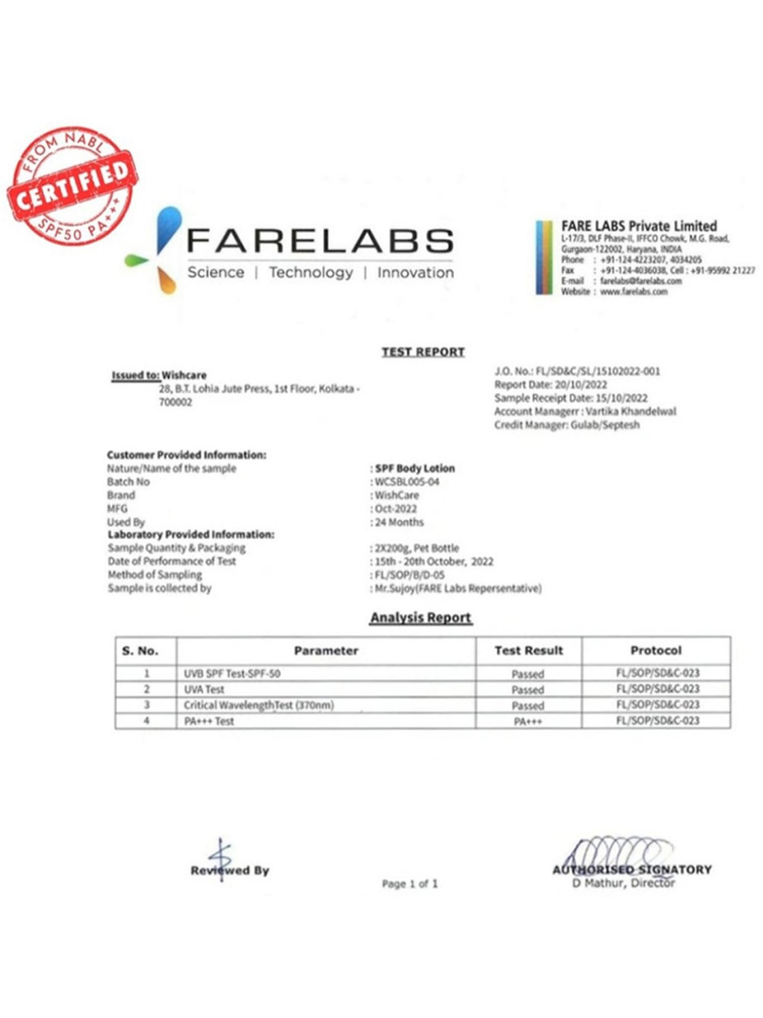 Wishcare Sunscreen Body Lotion SPF 50 PA+++ - 200 ml