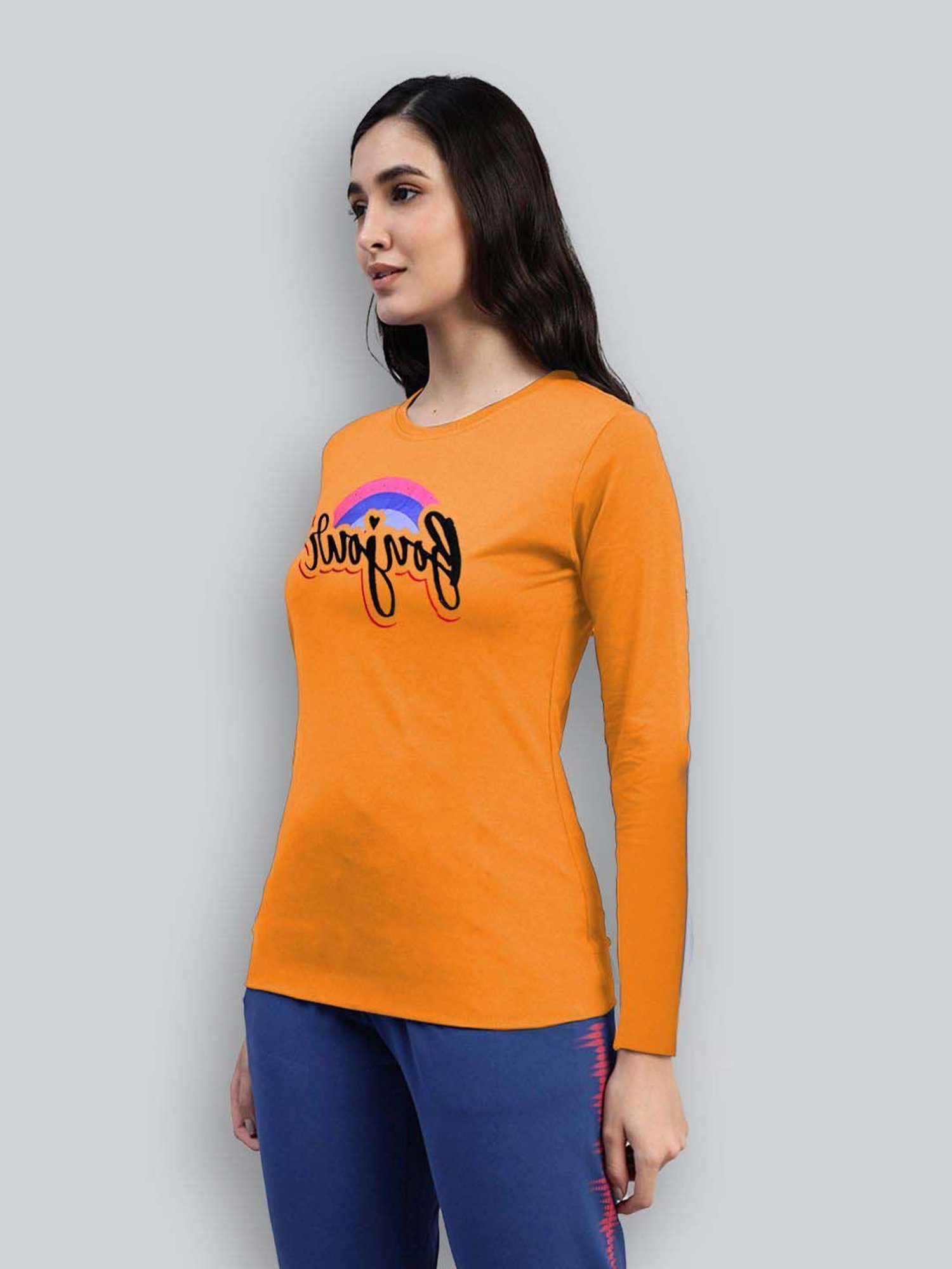 Lyra Mustard Cotton Printed T-Shirt
